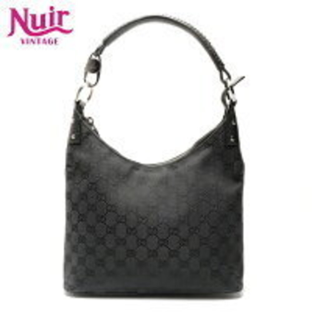 Gucci GG Canvas One Shoulder Hobo Bag Black